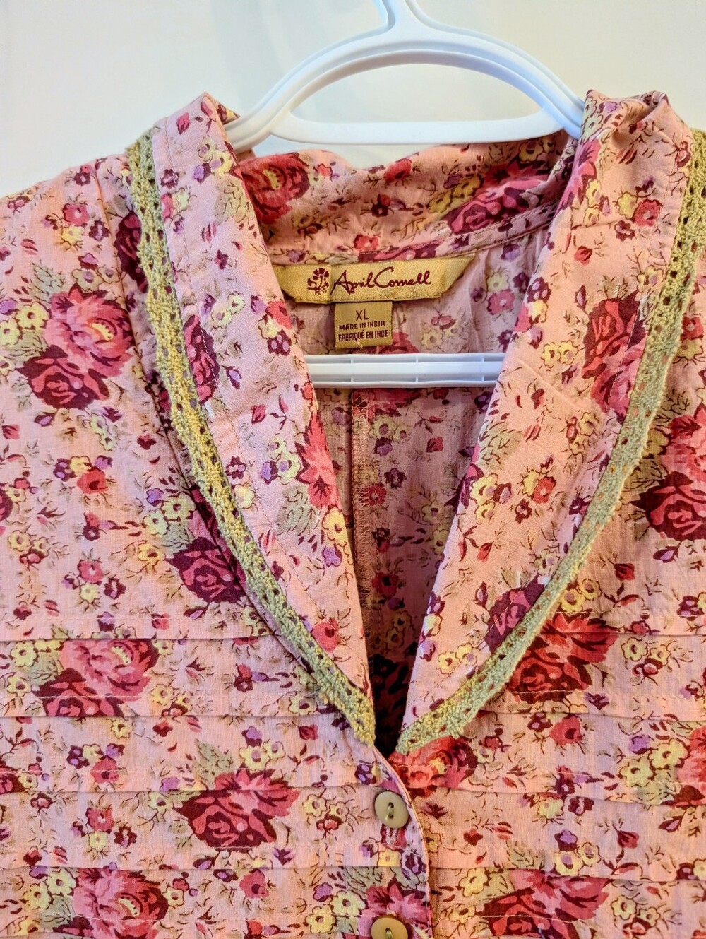 April Cornell Salmon and Green Floral Button-Front Dress - Picture 1 of 3